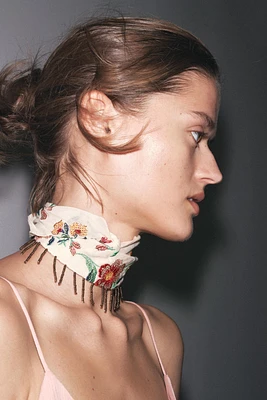 EMBROIDERED BEADED SCARF