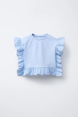 POPLIN RUFFLE MIXED T-SHIRT