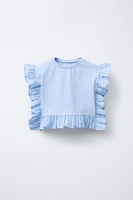 POPLIN RUFFLE MIXED T-SHIRT