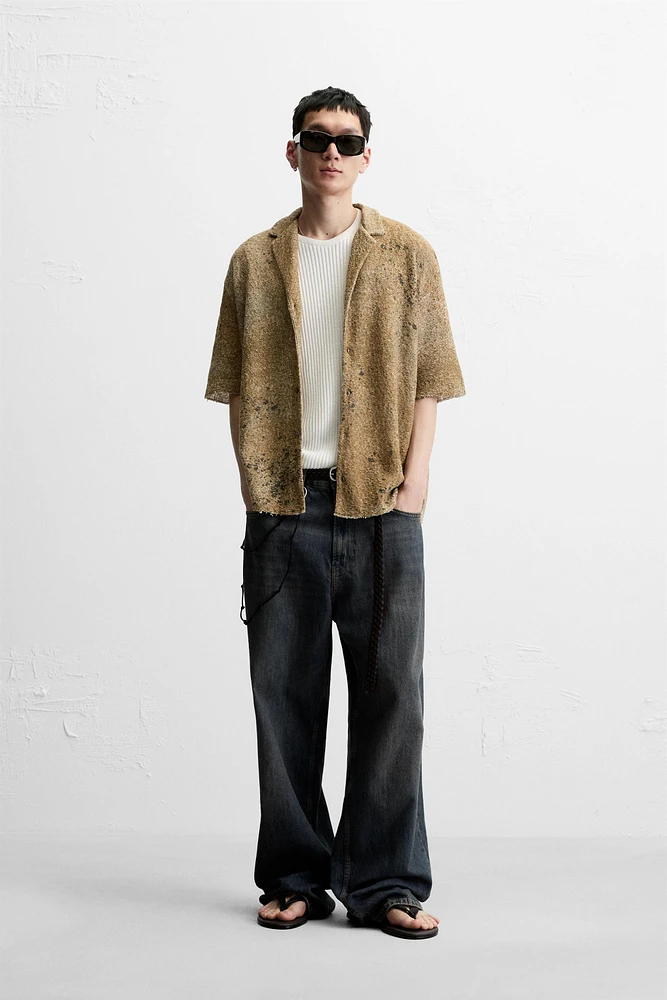 ABSTRACT PRINT KNIT SHIRT