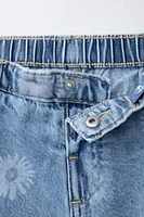 FLORAL PRINT DENIM SHORTS