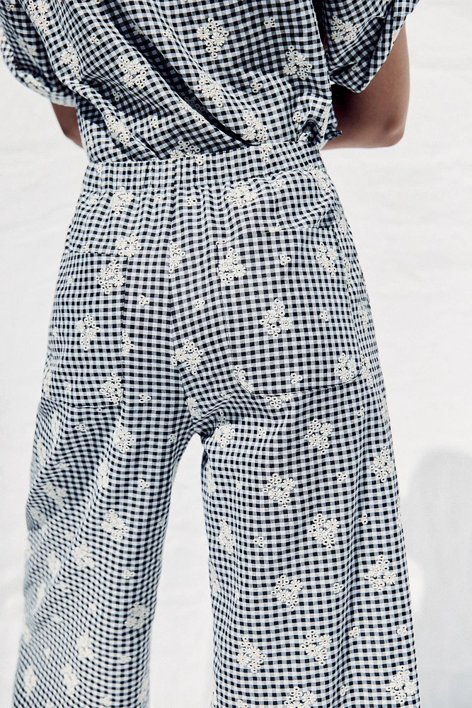PANTALON JUPE-CULOTTE VICHY BRODÉ