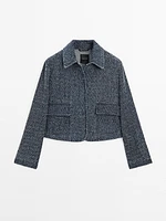 Short textured denim jacket