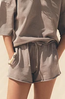 WASHED EFFECT FLEECE SHORTS