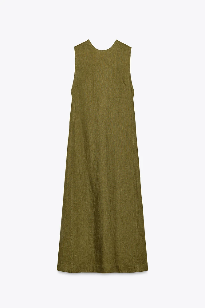 100% LINEN MIDI DRESS ZW COLLECTION