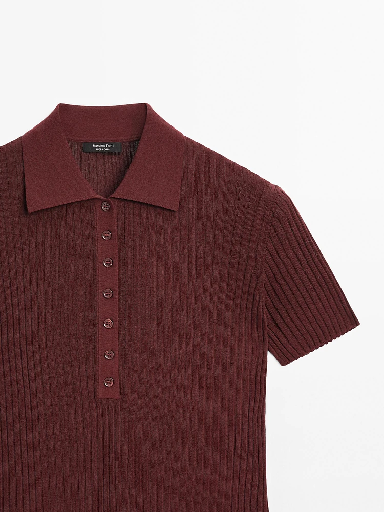 Pull polo en maille de coton