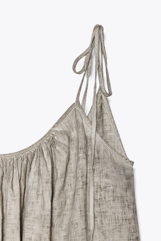 100% LINEN STRAPPY DRESS ZW COLLECTION