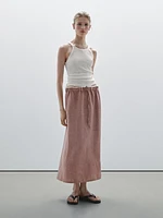 Jupe midi élastique 100 % lin