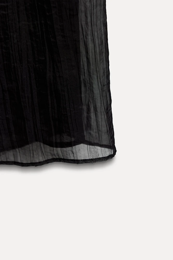 WRINKLED EFFECT MIDI SKIRT