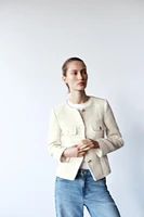 BELTED TEXTURED BLAZER