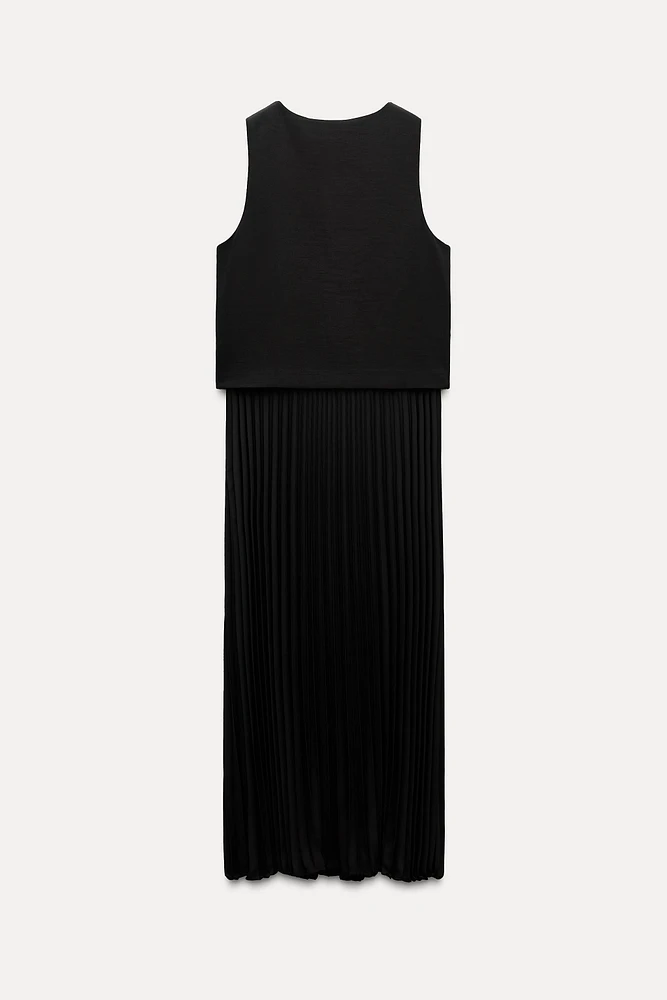 PLEATED COMBINATION DRESS