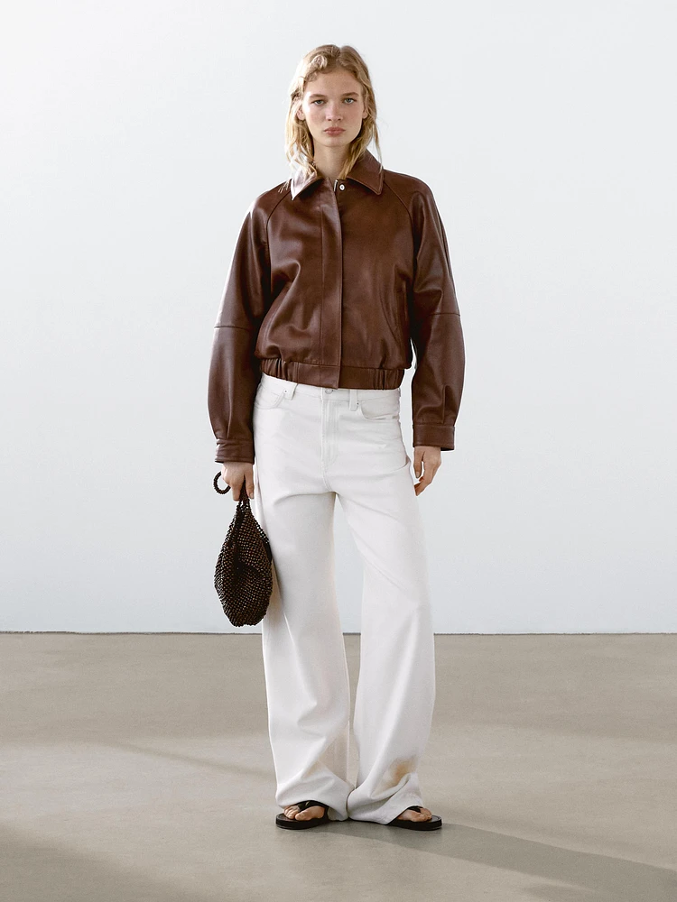 Blouson en cuir nappa enduit
