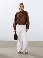 Waxed nappa leather jacket