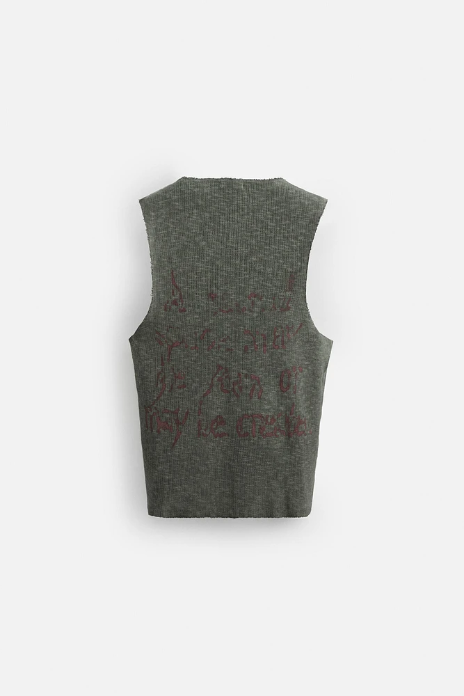 T-SHIRT TANK EN MAILLE À IMPRIMÉ DÉLAVÉ