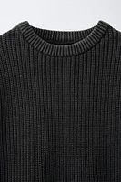 WASHED EFFECT KNIT SWEATER