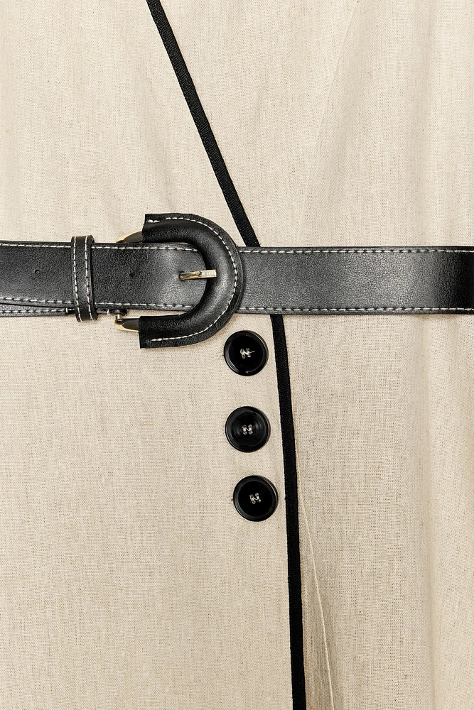 ROBE MIDI EN LIN AVEC CEINTURE