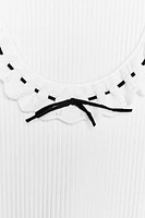 ROMANTIC RIBBED T-SHIRT