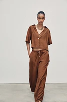 ELASTIC WAIST WIDE LEG PANTS