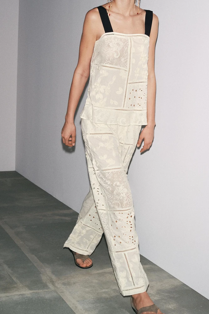ZW COLLECTION PATCHWORK EMBROIDERED PANTS