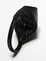 Sac seau tressé en cuir nappa