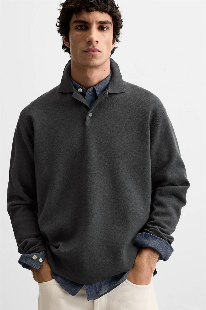 VISCOSE BLEND KNIT POLO SHIRT