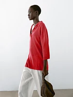 Pull en maille oversize à col polo