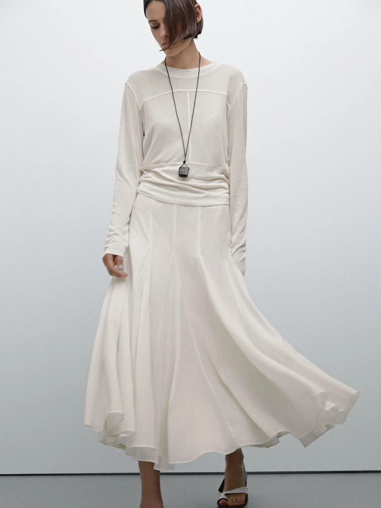 Wool blend flared midi skirt - Studio