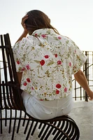 PRINTED SHIRT WITH EYELET EMBROIDERY