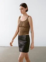 Minijupe texturée en cuir nappa