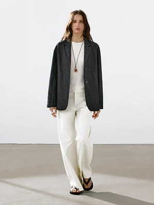 Loose denim blazer