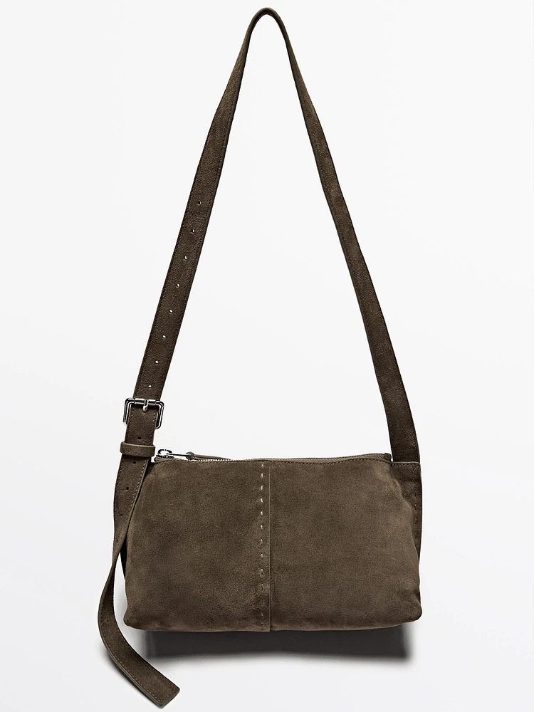 Split suede leather mini crossbody bag