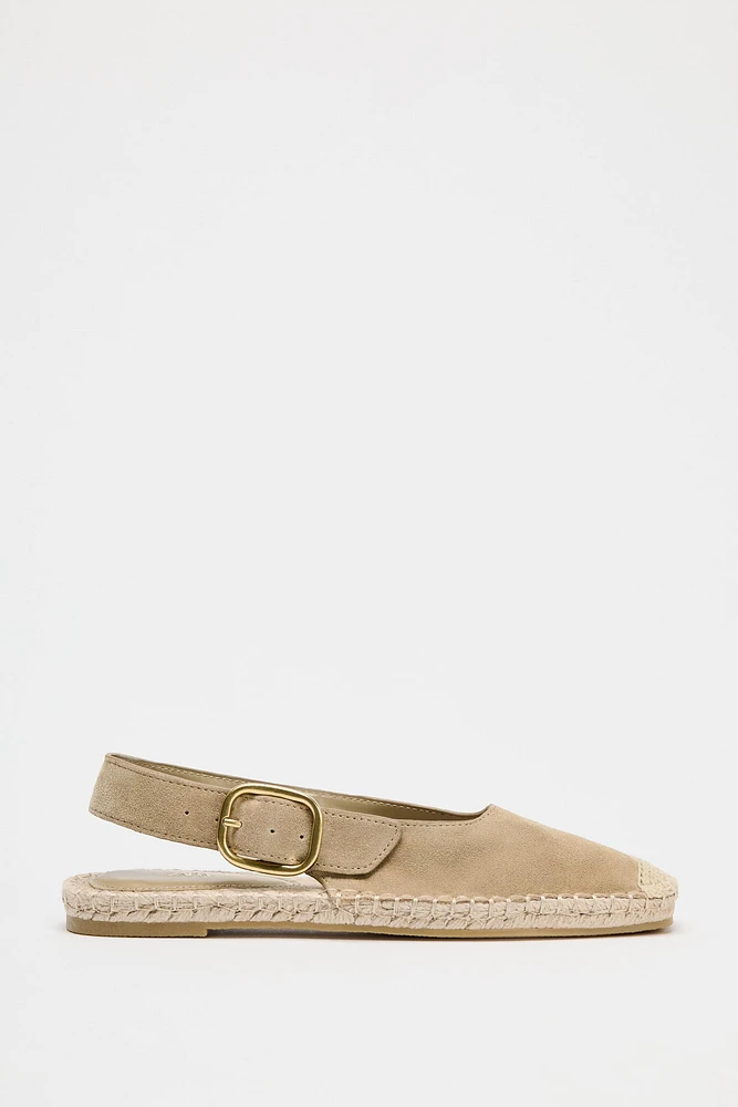 SPLIT LEATHER BRAIDED SLINGBACKS