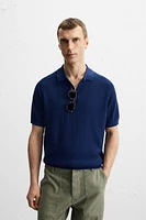 RIBBED KNIT POLO SHIRT
