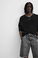 BERMUDA DENIM DÉLAVÉ COUPE BAGGY