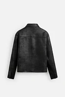 BLOUSON EN MATIÈRE SYNTHÉTIQUE DÉLAVÉE