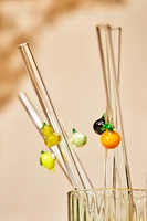 LOT PAILLES VERRE RECYCLABLE FIGURES FRUITS (LOT DE 6)