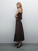 Flared linen skirt with hem detail