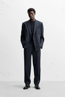 DOUBLE BREASTED PINSTRIPE SUIT JACKET