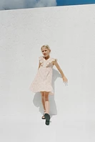 FLORAL RUFFLE TEXTURED DRESS