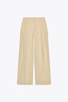 WIDE LEG LINEN PANTS WITH DARTS