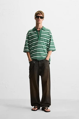 POLO EN MAILLE TEXTURÉE RAYURES