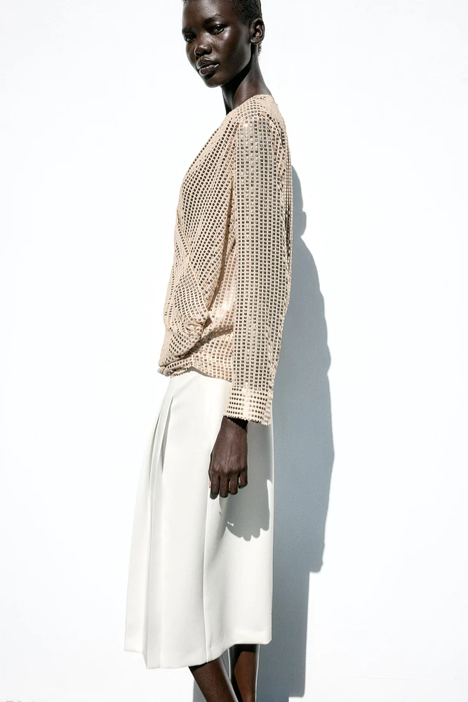 SEQUIN WRAP BLOUSE