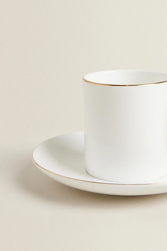 TASSE À CAFÉ AVEC SOUCOUPE PORCELAINE BONE CHINA BORD