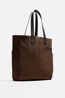 LEATHER AND FABRIC TOTE