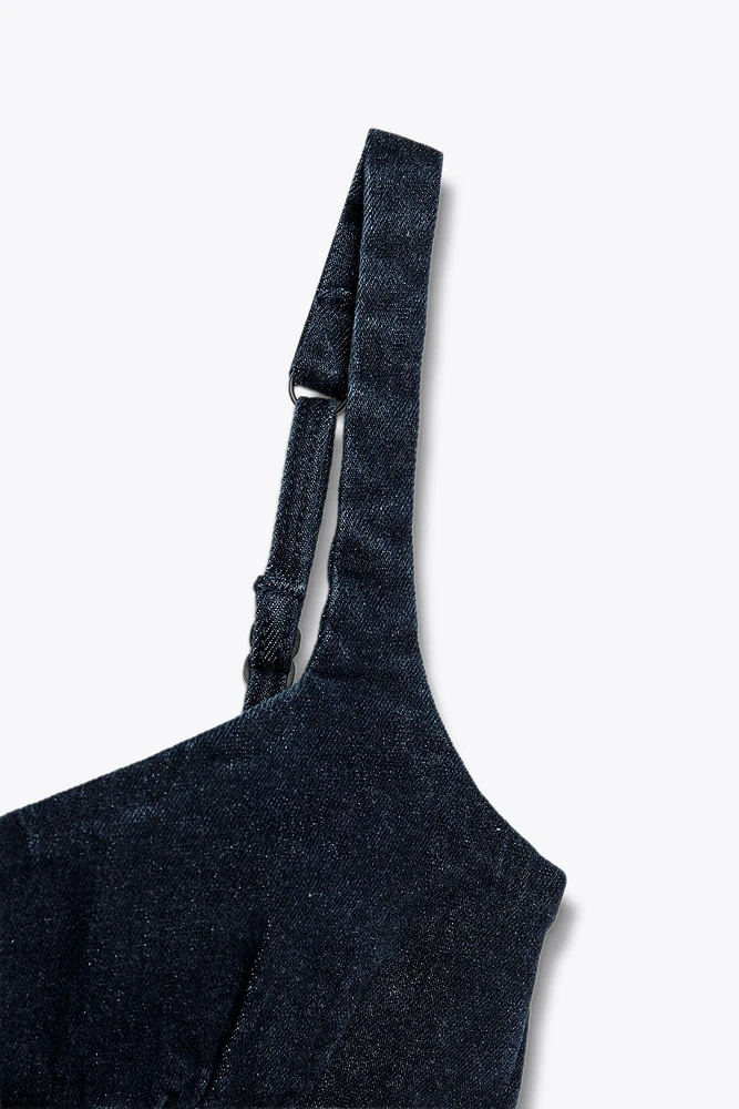 ROBE Z1975 MINI EN DENIM À BRETELLES