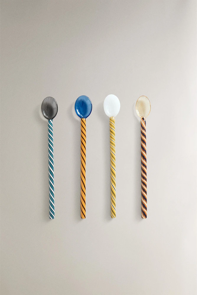 LOT CUILLÈRES VERRE SPIRALE (LOT DE 4)