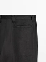 100% linen double dart trousers