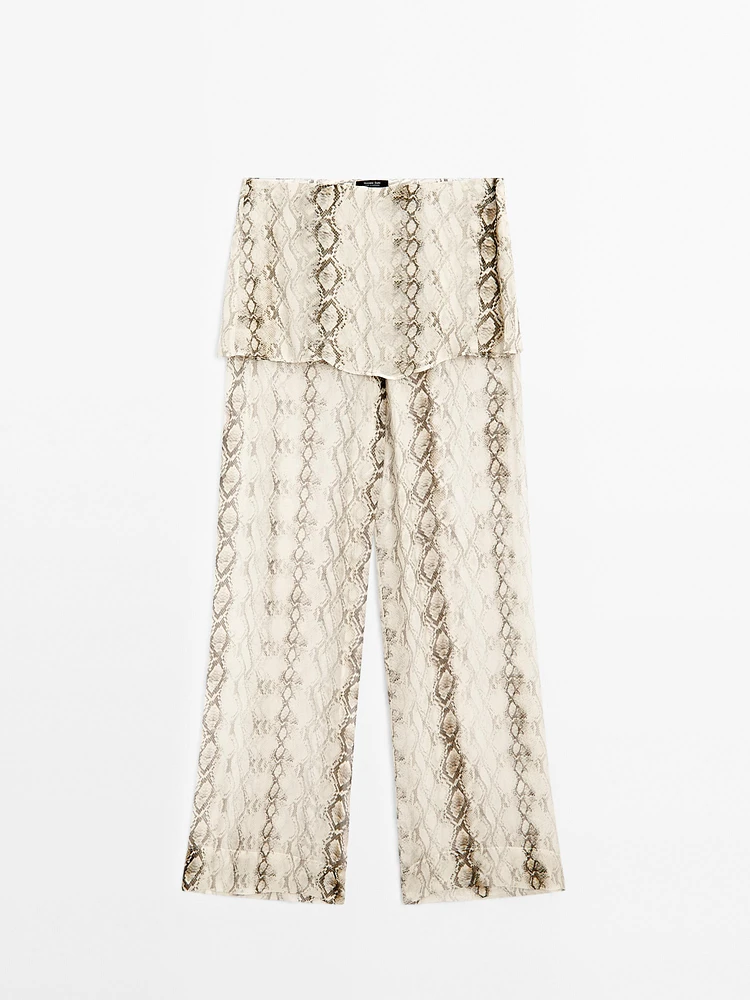 Lightweight flowing animal print trousers