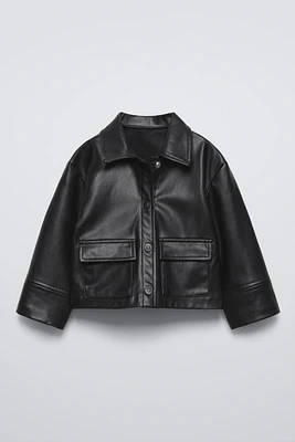 FAUX LEATHER OVERSHIRT