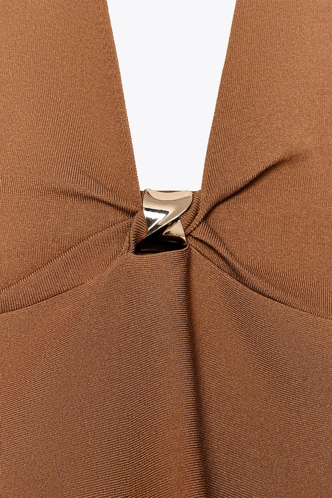 TOP HALTER PÉPLUM